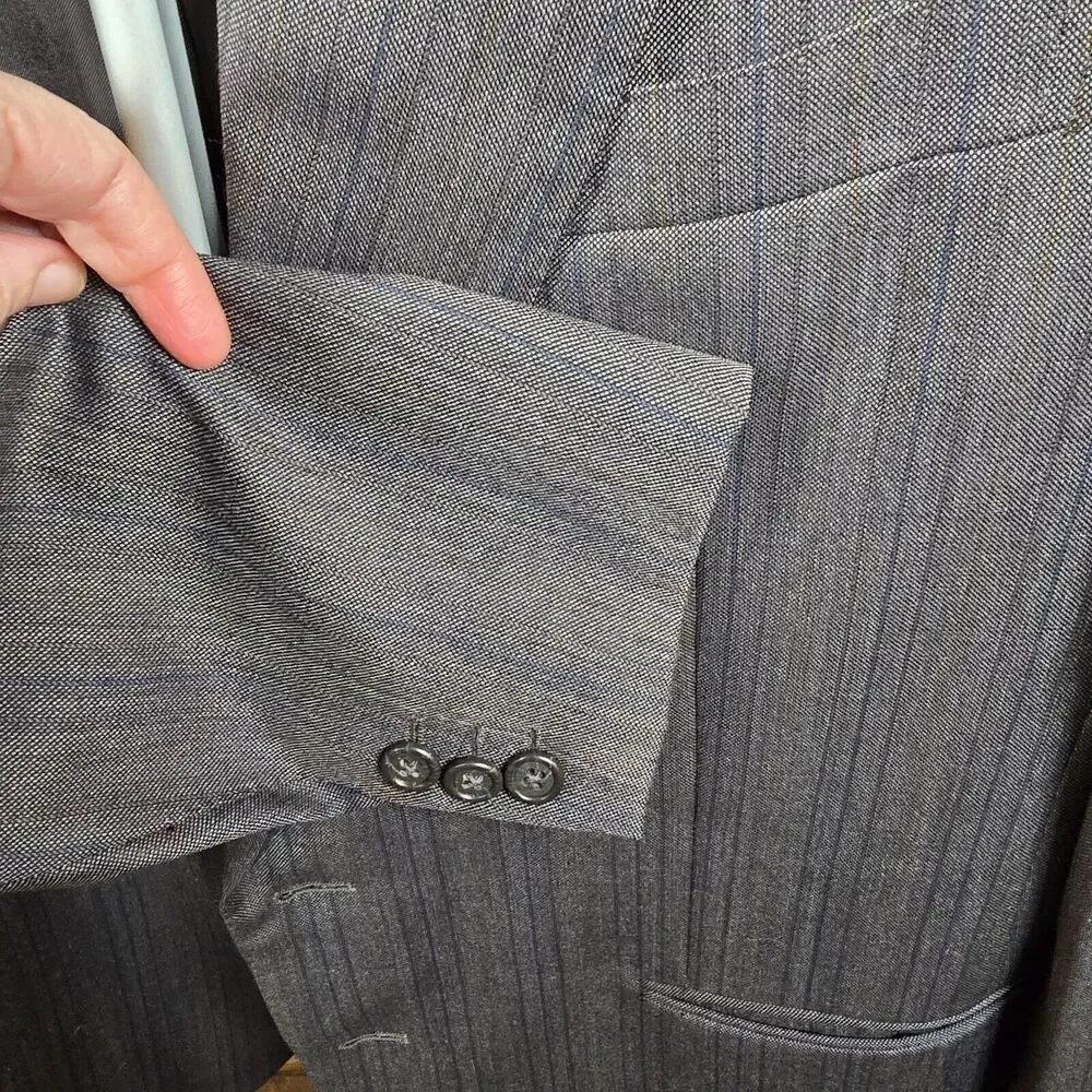 Ermenegildo Zegna Suit Jacket Blazer Mens Gray Wool 44 US 54 IT
